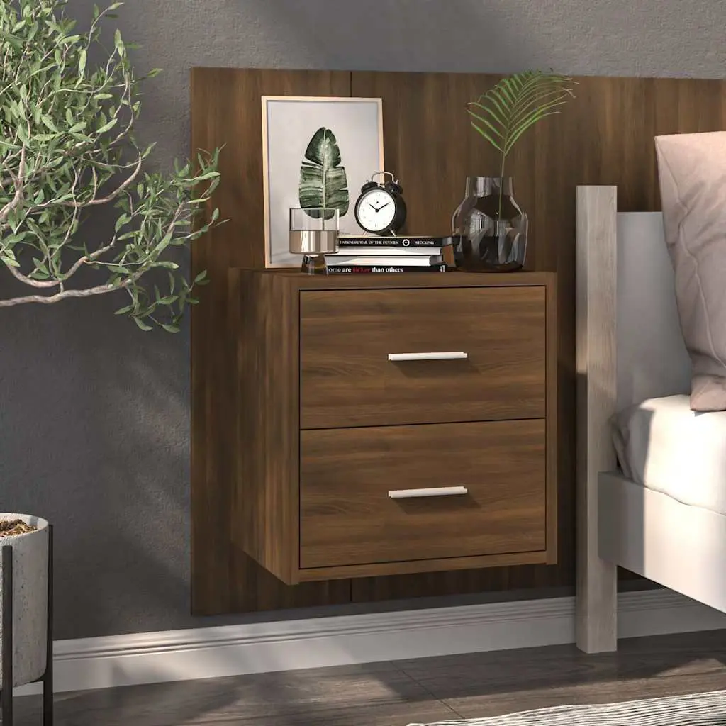 Wall-mounted Bedside Cabinets 2 pcs Brown Oak Floating Storage Units