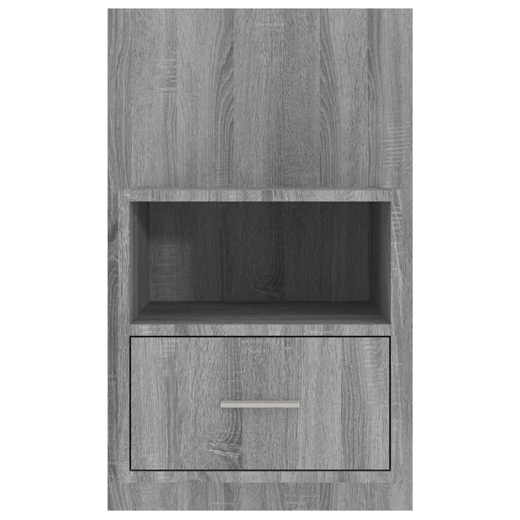 Grey Floating Wall-Mounted Bedside Storage Cabinet Engineered Wood Unit for Living Room