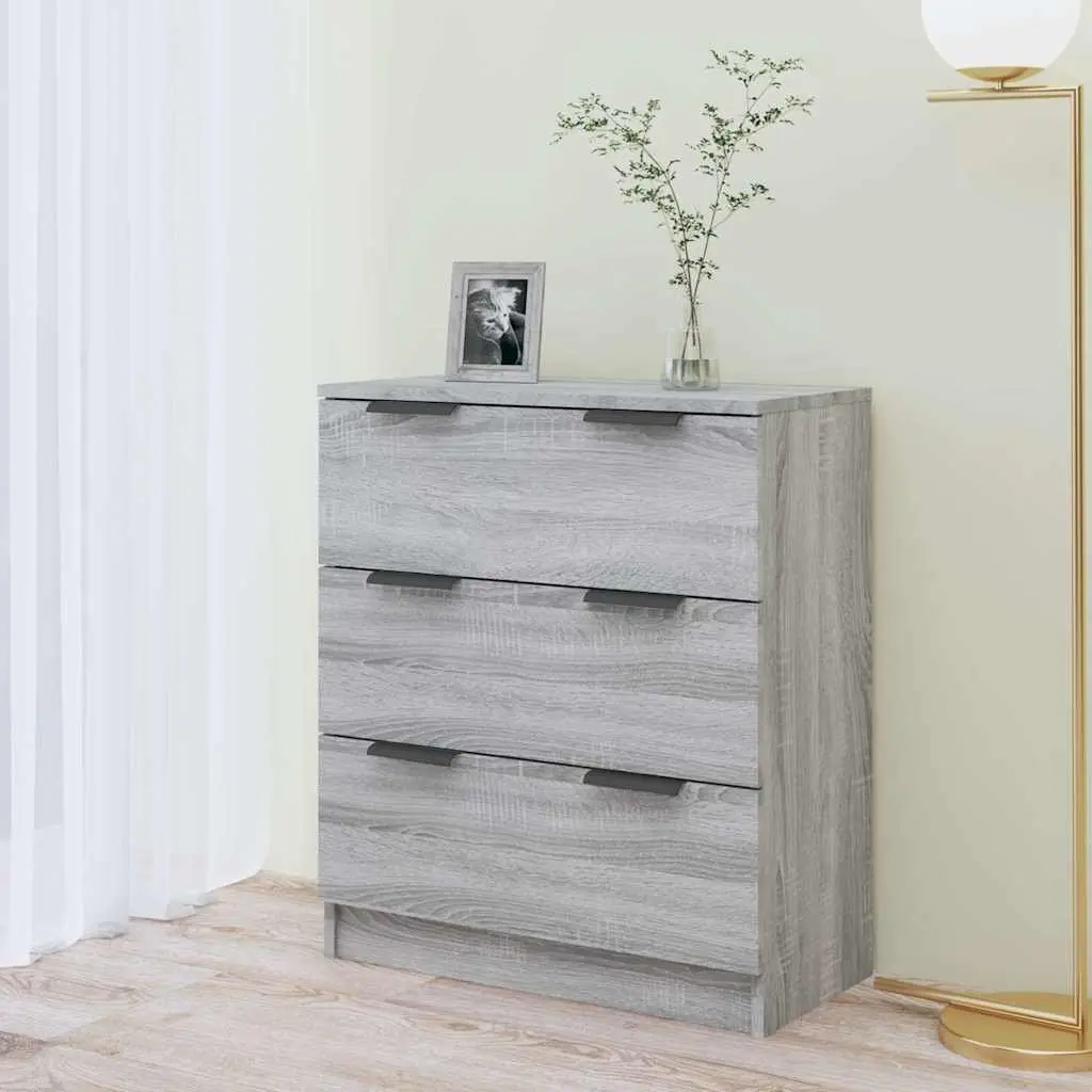Sideboard Grey Sonoma 60x30x70cm Storage Cabinet 3 Drawers Engineered Wood