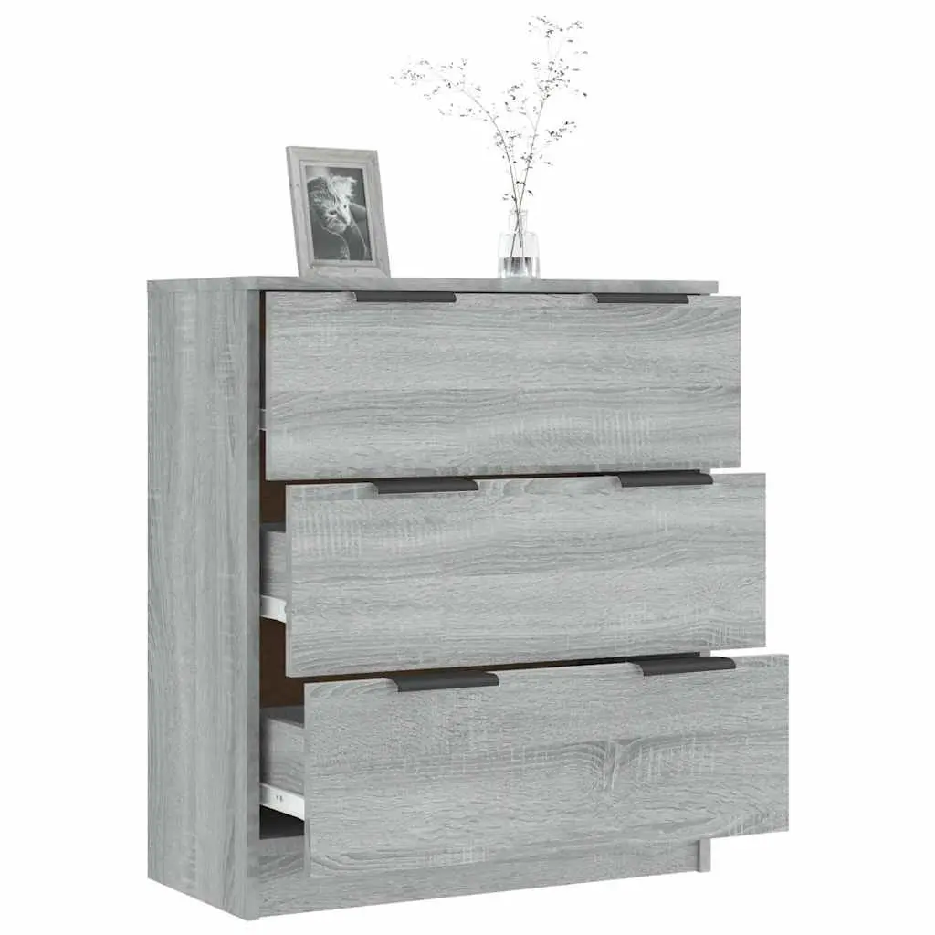 Sideboard Grey Sonoma 60x30x70cm Storage Cabinet 3 Drawers Engineered Wood