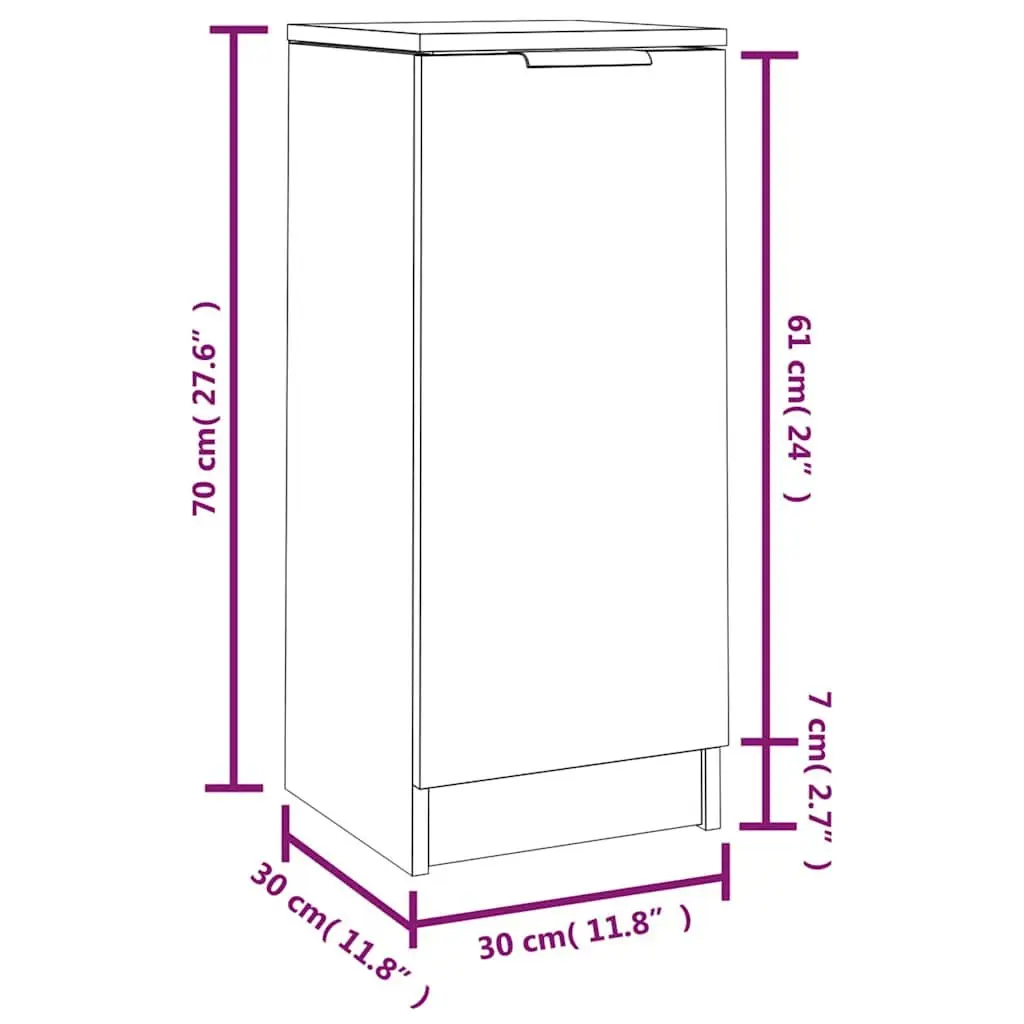 Sideboards Engineered Wood 30x30x70 cm Brown 2 Piece Storage Cabinet