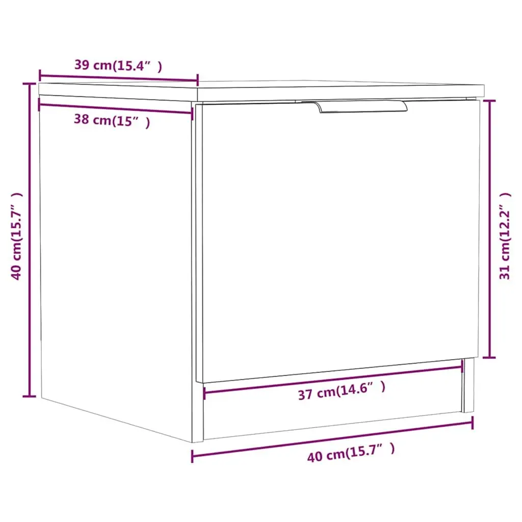Bedside Cabinets Engineered Wood 40x39x40 cm Brown 2 Piece