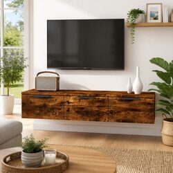 Brown Wall Cabinet Floating Shelf 102x30x20cm for Home