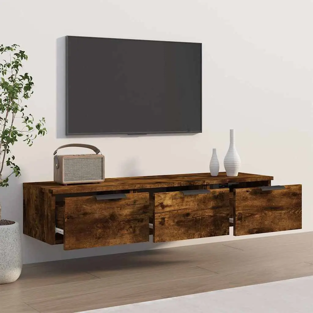 Wall Cabinet Storage Floating Shelf Brown Engineered Wood 102x30x20cm