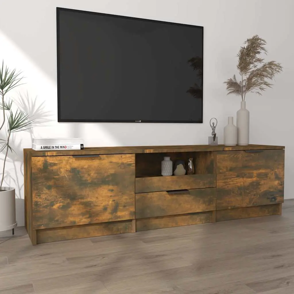 TV Cabinet Engineered Wood Brown 140 x 35 x 40 cm Storage Compartments Drawer Organiser