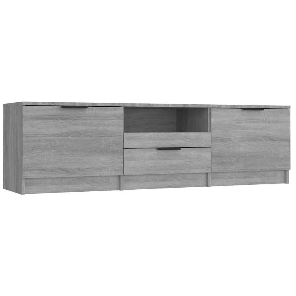 TV Cabinet Engineered Wood 140x35x40 cm Grey Sonoma Storage Unit with Drawer Compartments