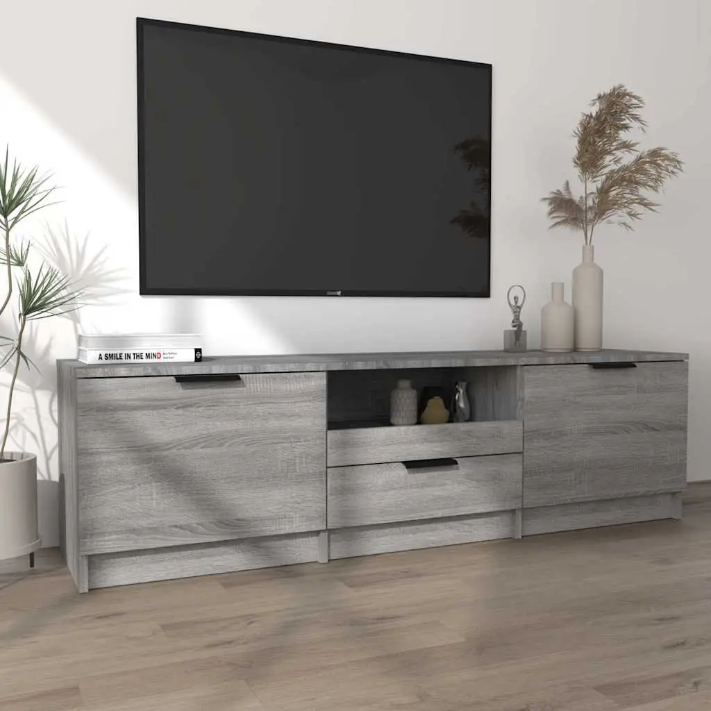 TV Cabinet Engineered Wood 140x35x40 cm Grey Sonoma Storage Unit with Drawer Compartments