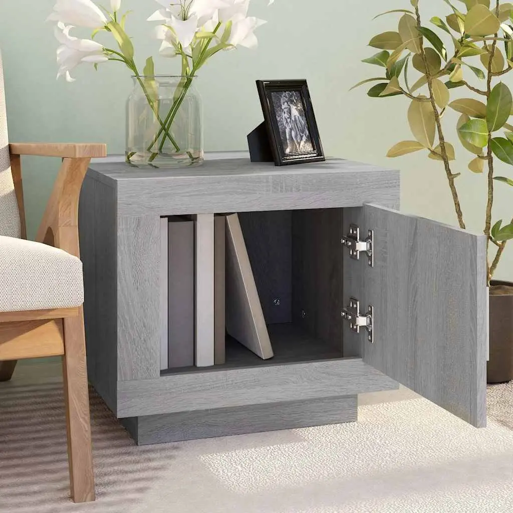Coffee Table Grey Engineered Wood with Storage Door for Living Room 51x50x45cm