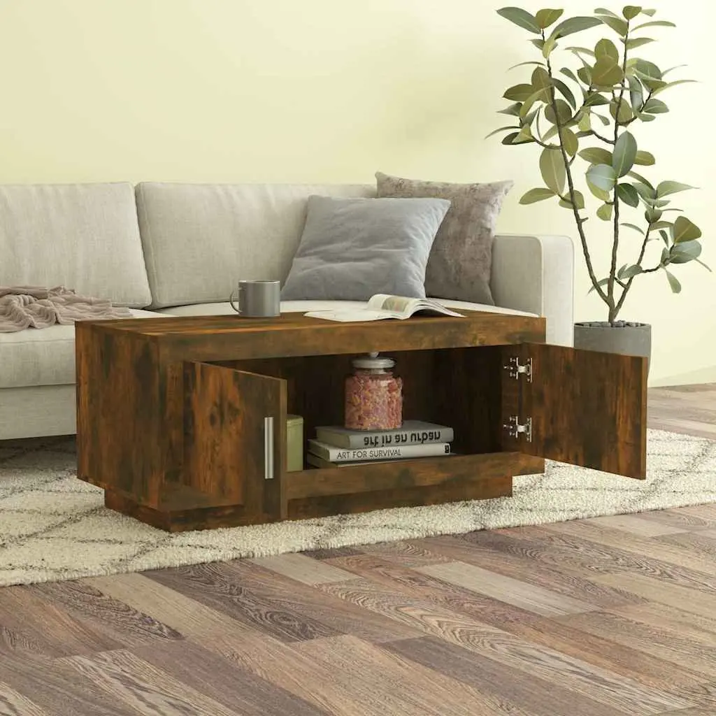 Engineered Wood Coffee Table Brown Living Room Storage Display 102cm x 50cm x 45cm