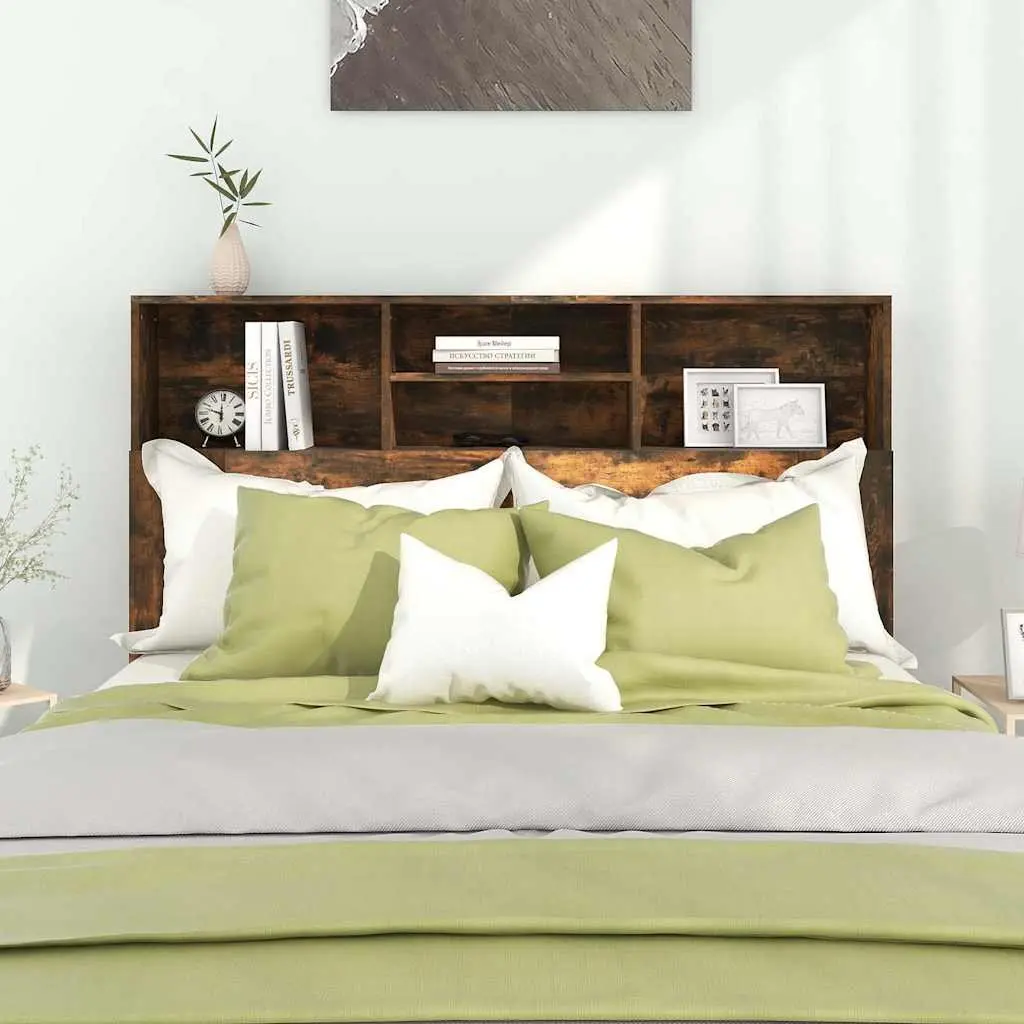 Headboard Cabinet with Storage Compartments Brown Engineered Wood Bedroom