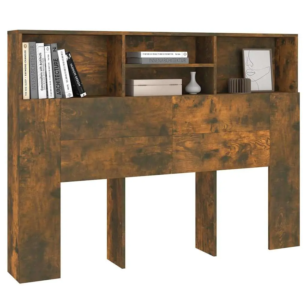 Headboard Cabinet with Storage Compartments Brown Engineered Wood Bedroom