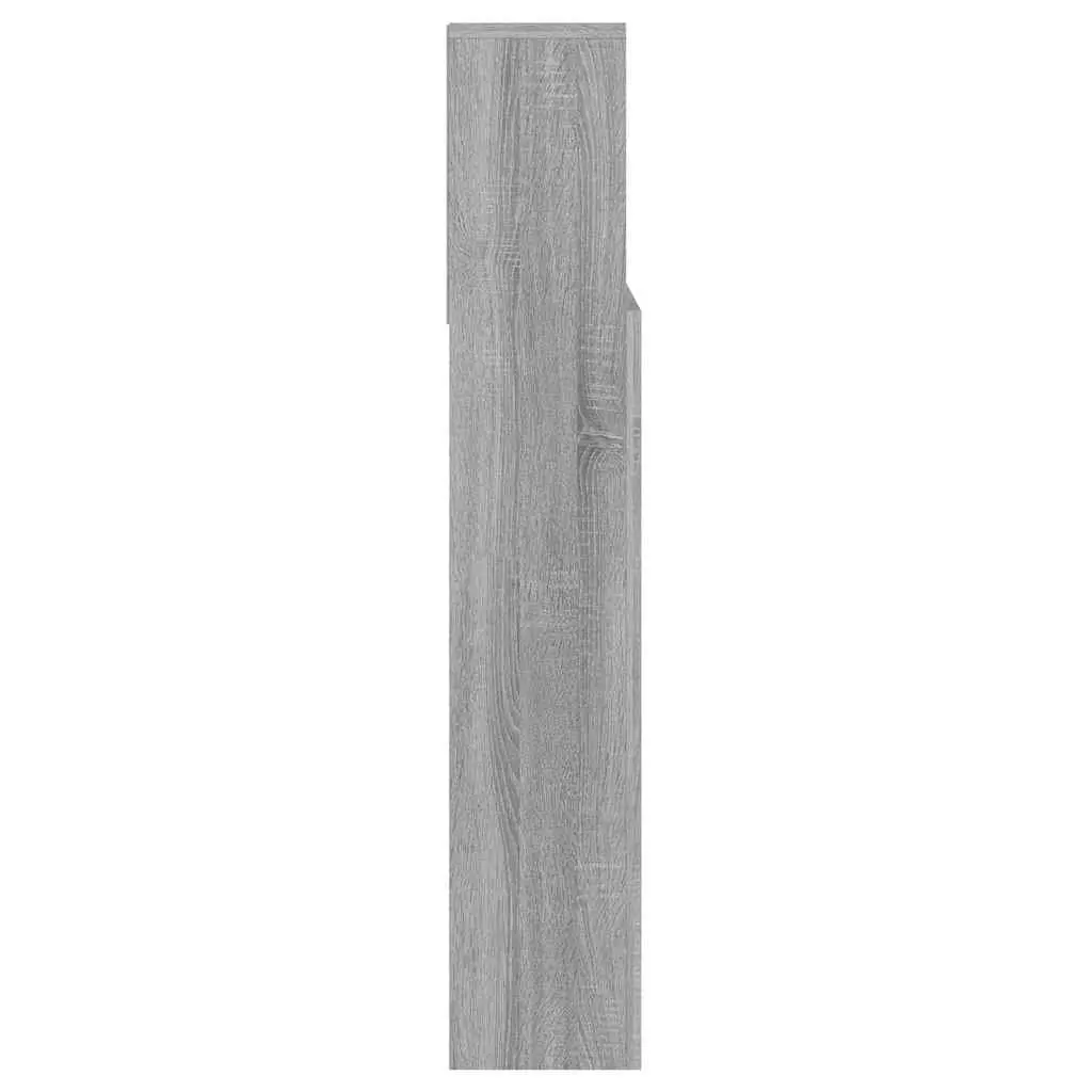 Grey Wall-Mounted Headboard Storage Cabinet 140 cm Engineered Wood Bedroom Bookcase with Compartments