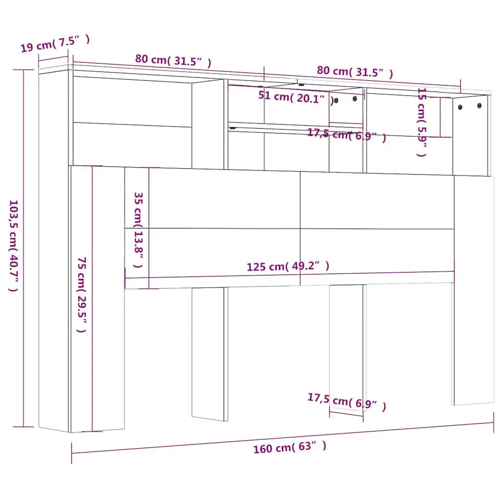 Headboard Cabinet Wall-Mount Engineered Wood 160cm Brown