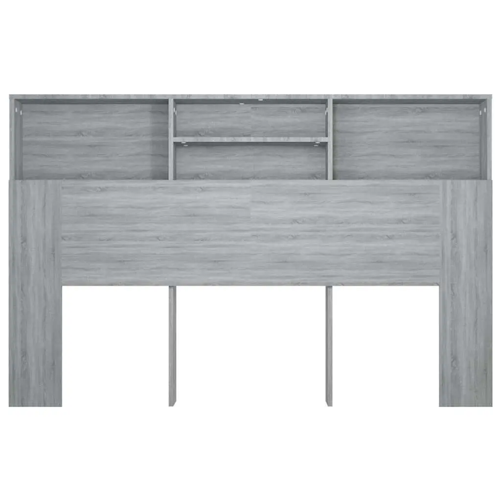 Wall-Mounted Headboard Cabinet Engineered Wood 160cm Grey Contemporary Bedroom Storage