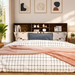Practical Brown Wall-Mounted Headboard Storage