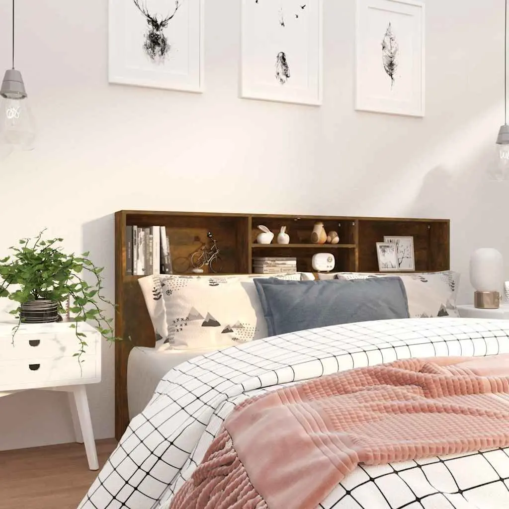Brown Wall-Mounted Headboard Storage