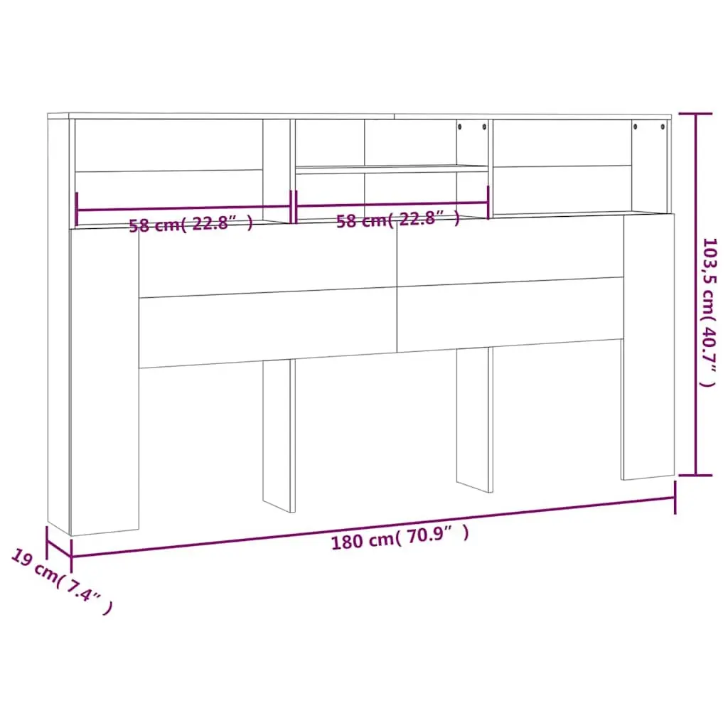 Brown Wall-Mounted Headboard Storage