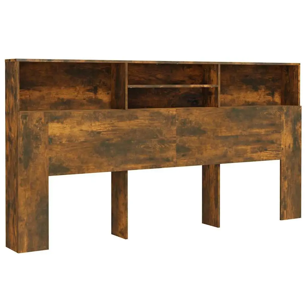 Headboard Cabinet Storage Engineered Wood 200 cm Wall-Mounted Brown