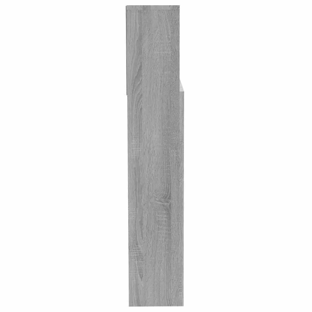 Headboard Cabinet Engineered Wood 200cm Grey Wall-Mounted Storage Organiser