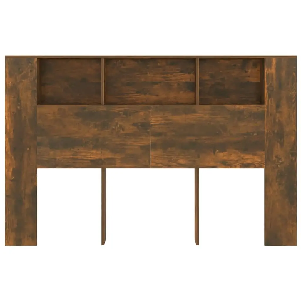 Brown Smoked Oak Headboard Cabinet 160cm Engineered Wood Bedroom Storage Unit