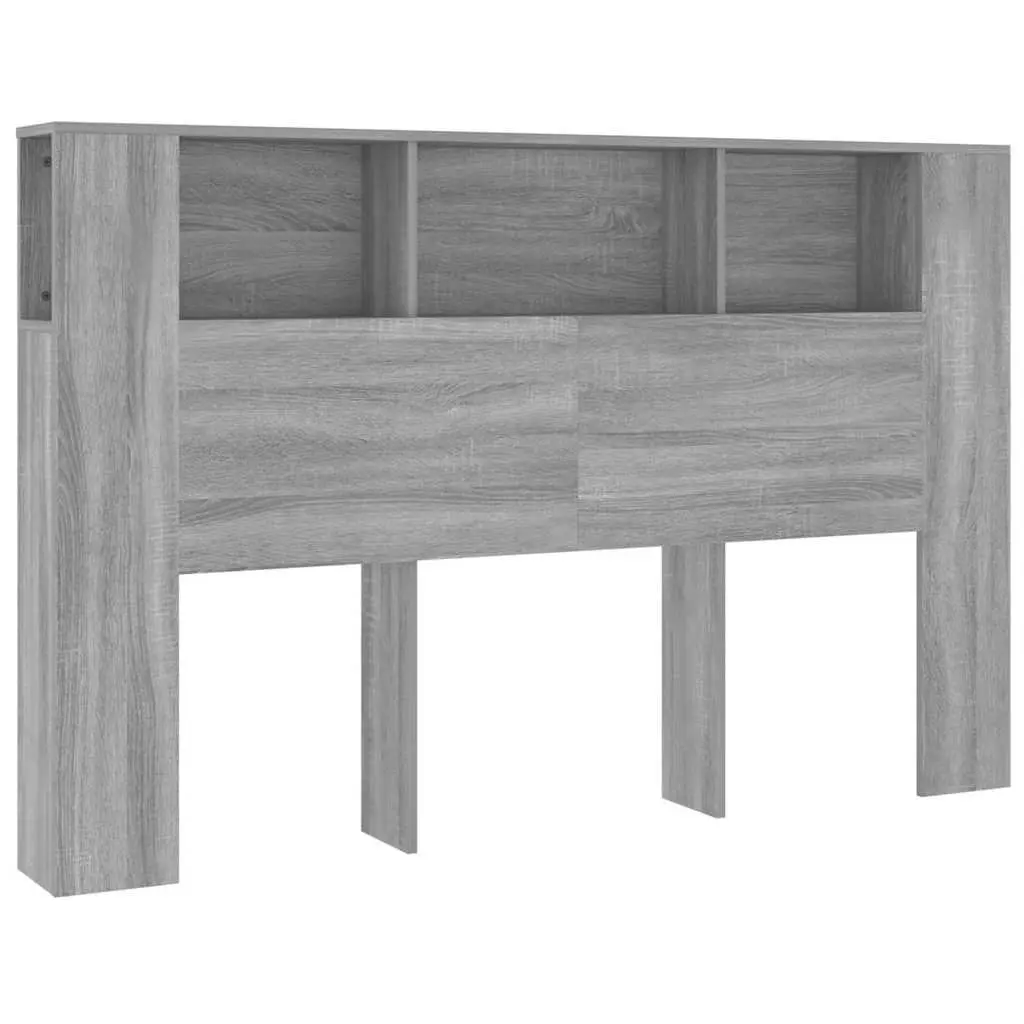 Headboard Cabinet Engineered Wood 160 cm Grey Wall-Mounted Bedroom Furniture