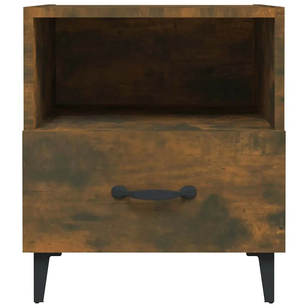 2 Piece Nightstands Engineered Wood Brown Bedside Cabinets with Drawer and Shelf for Organised Storage