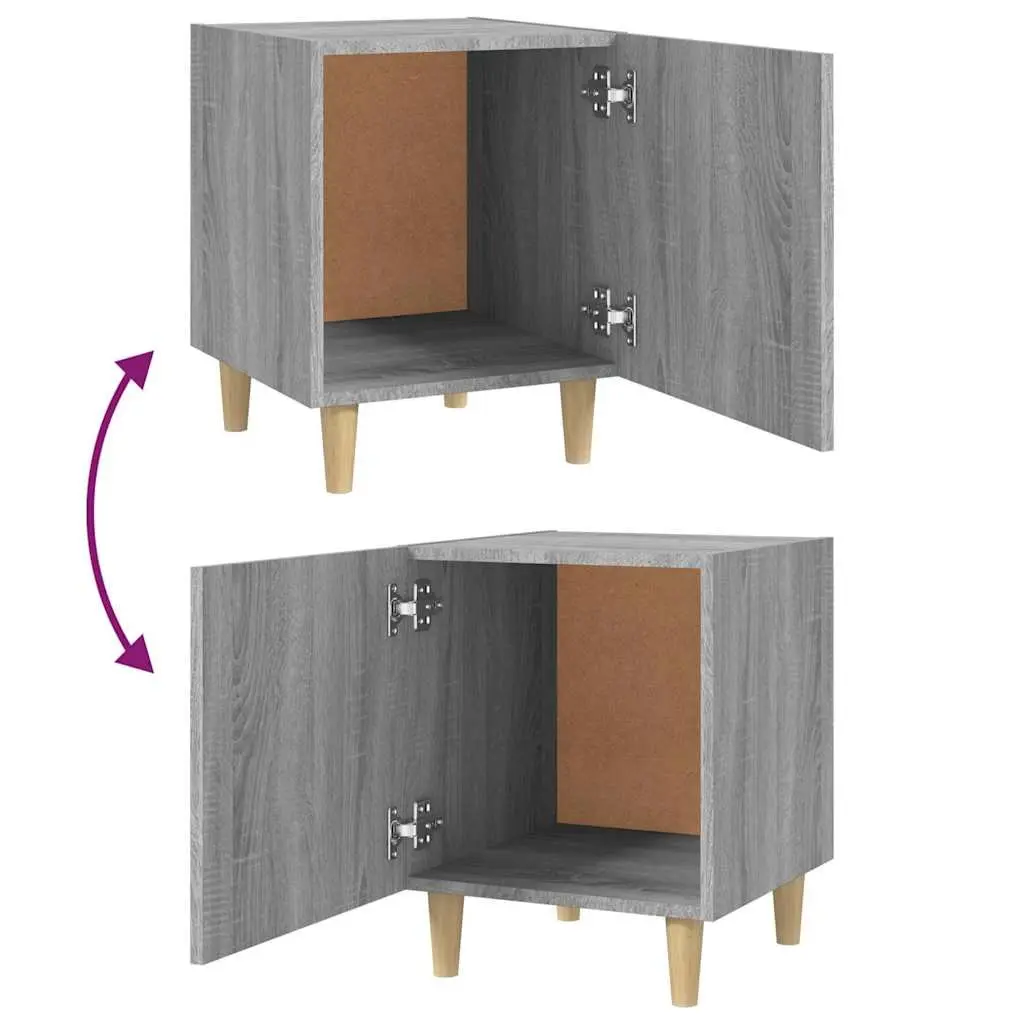 Grey Engineered Wood Nightstand Storage Cabinet with Single Door and Top Surface