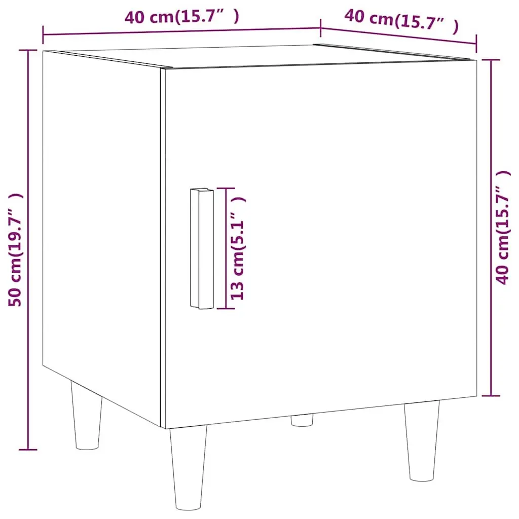 Bedside Cabinet Engineered Wood Grey 1 Door Nightstand Storage Unit 2 Piece