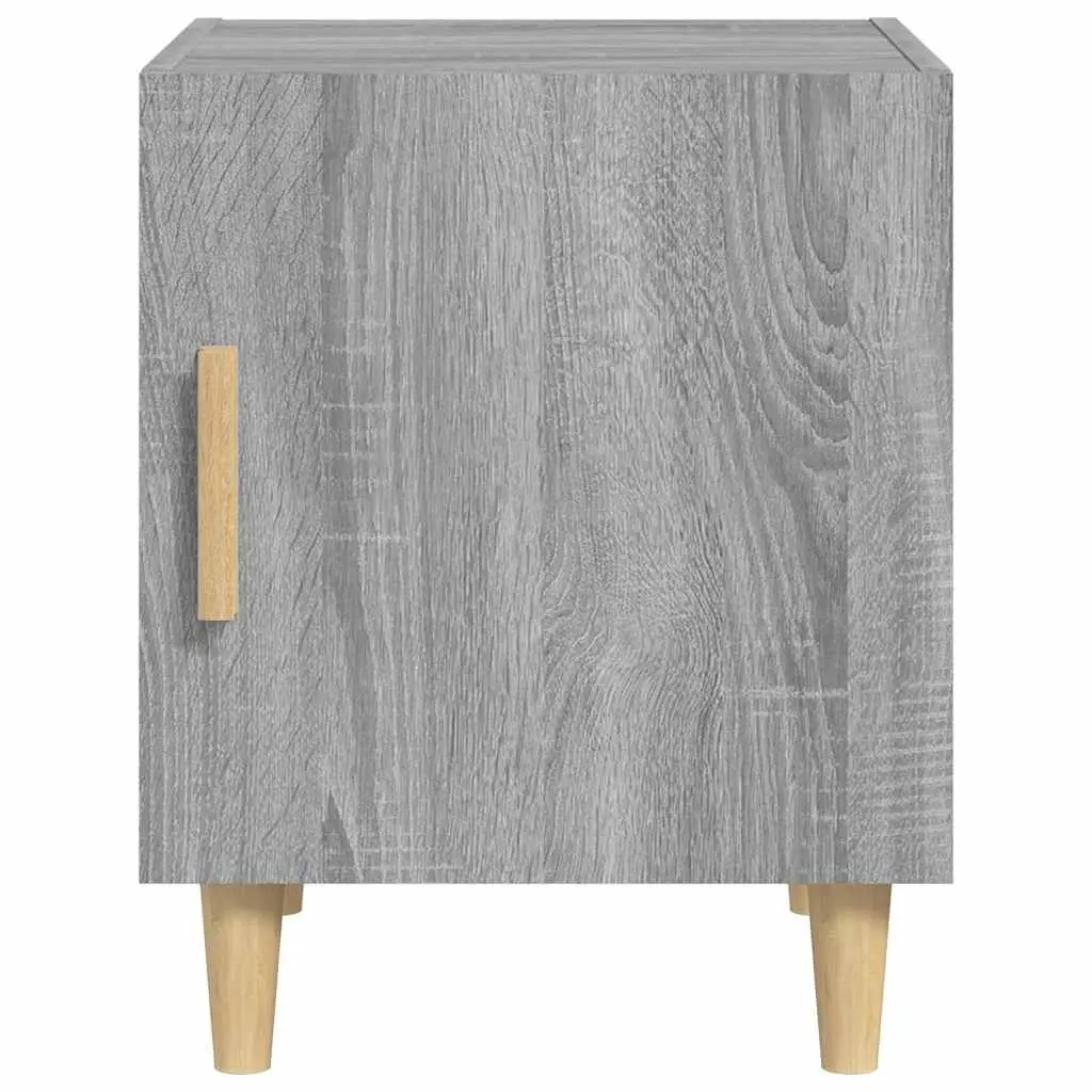 Bedside Cabinet Engineered Wood Grey 1 Door Nightstand Storage Unit 2 Piece