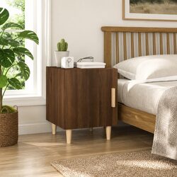 Bedside Cabinet with Storage in Brown