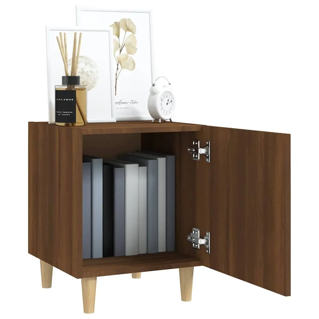 Bedside Cabinet Engineered Wood Brown Nightstand Table