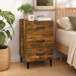 Bedside Cabinet with 3 Drawers Brown Engineered Wood Nightstand Storage Table