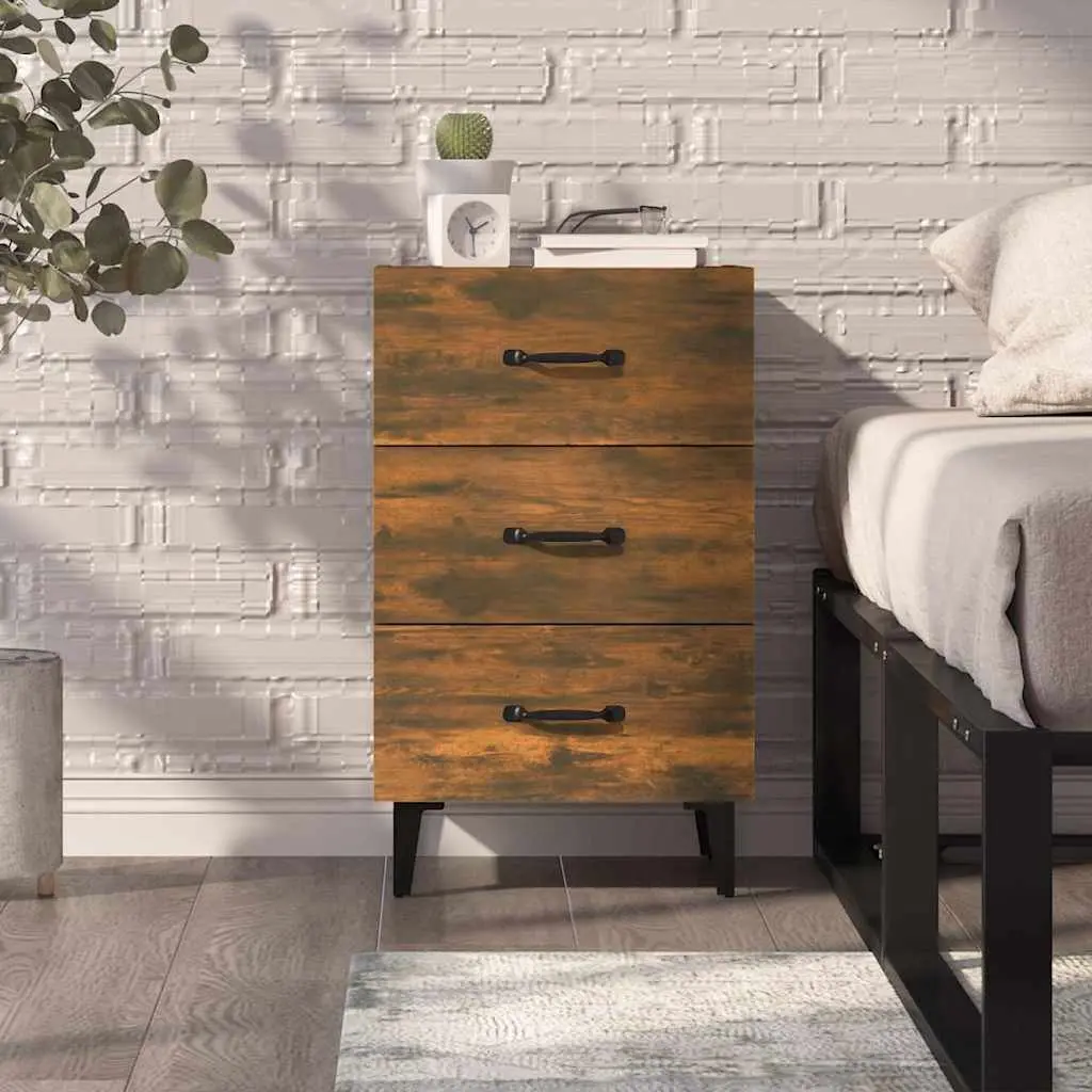 Brown Nightstand with 3 Drawers for Storage