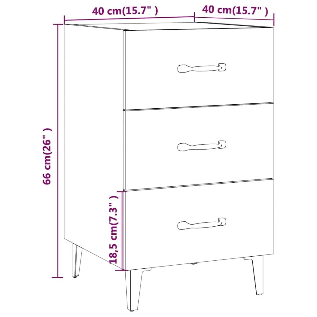 Brown Nightstand with 3 Drawers for Storage
