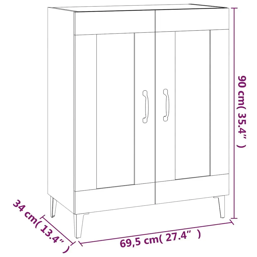Sideboard Engineered Wood Brown 69.5 x 34 x 90 cm Storage Cabinet Living Room Furniture