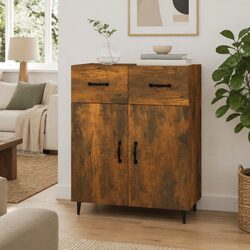 Sideboard with 2 Doors 2 Drawers Storage Cabinet Brown Engineered Wood