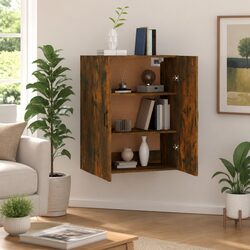 Hanging Storage Cabinet 2 Door Wall Mounted Engineered Wood Brown 69.5x34x90cm