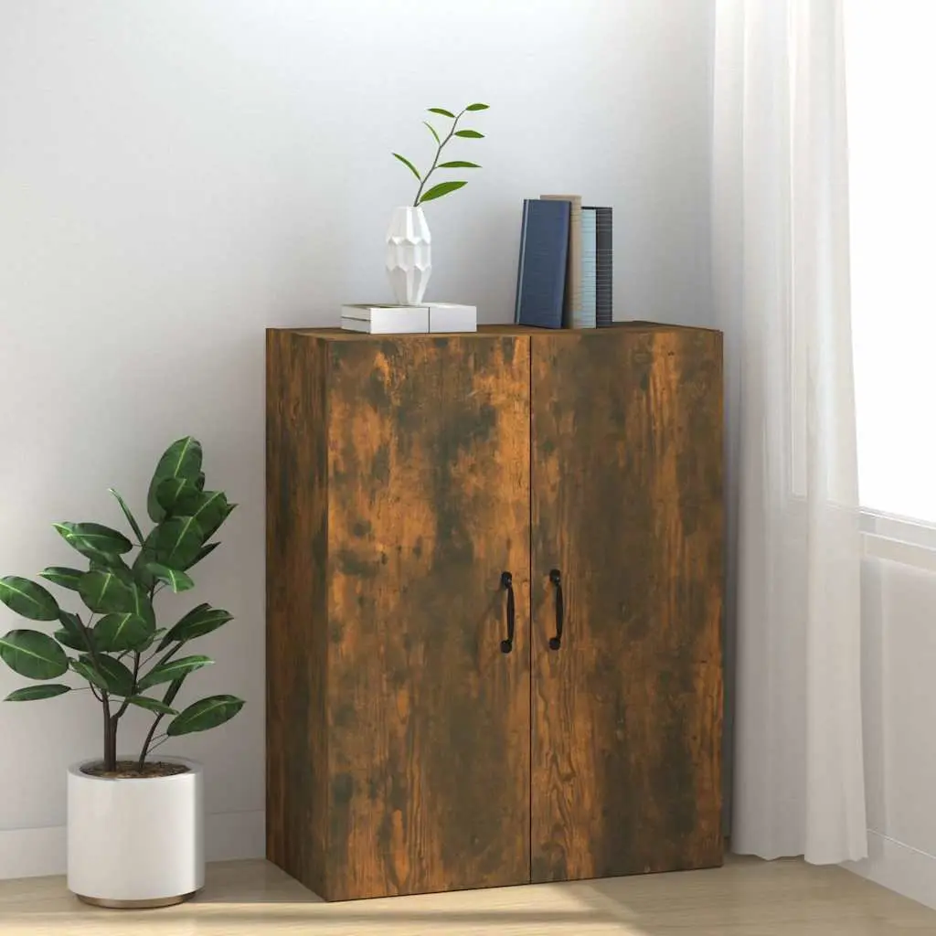 Hanging Storage Cabinet 2 Door Wall Mounted Engineered Wood Brown 69.5x34x90cm