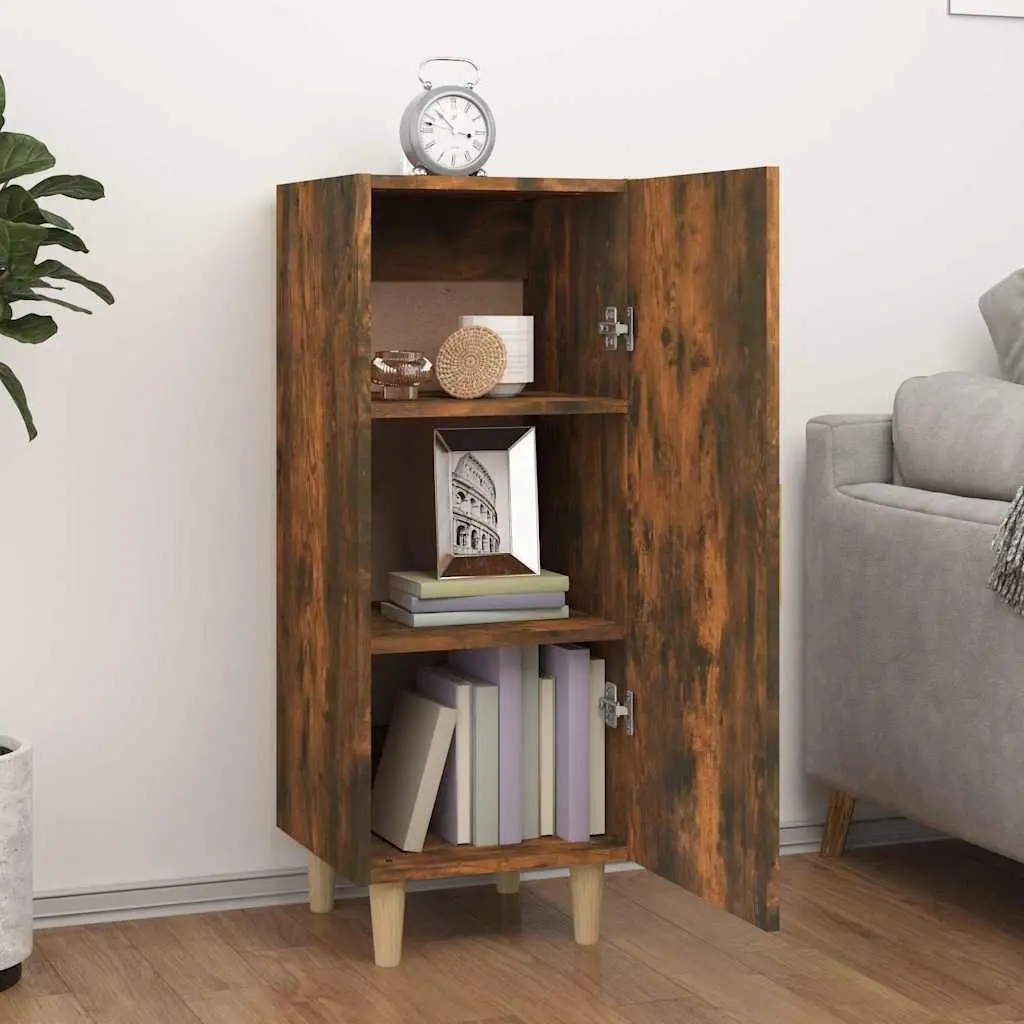 Sideboard Cabinet Engineered Wood Brown 34.5Wx34Hx90Dcm Living Room Storage Compartments