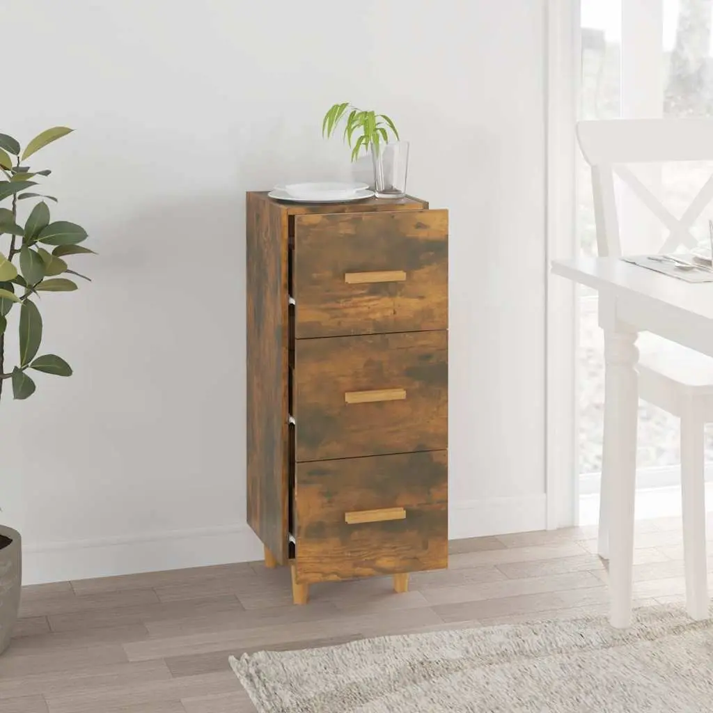 Engineered Wood Sideboard Storage Cabinet Brown 3 Drawers 34.5x34x90cm