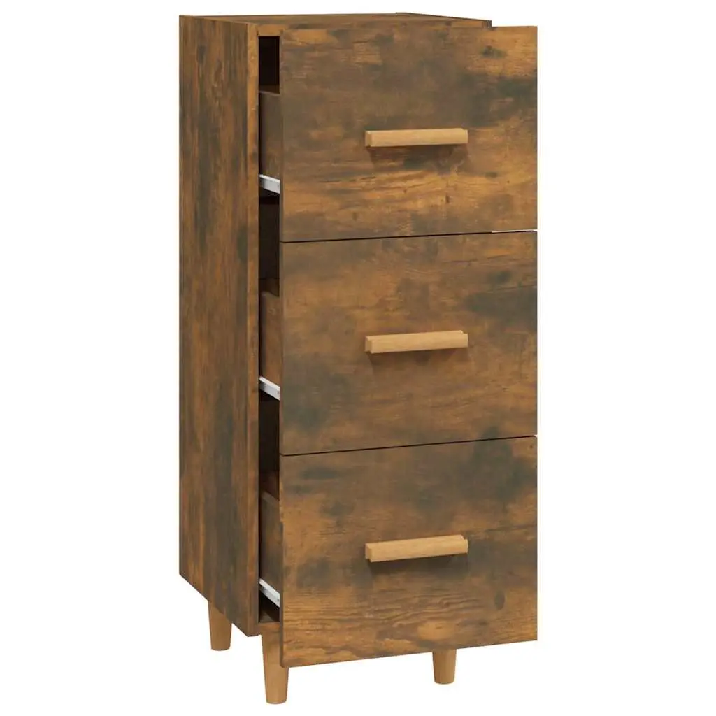 Engineered Wood Sideboard Storage Cabinet Brown 3 Drawers 34.5x34x90cm