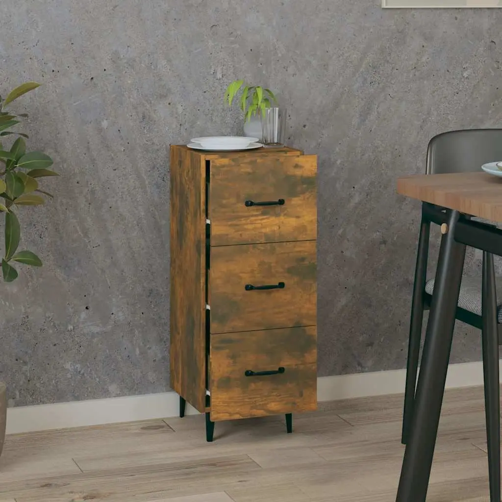 Sideboard Storage Cabinet Brown Engineered Wood Drawers Living Room Furniture