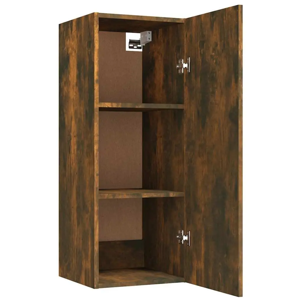 Wall Mounted Storage Cabinet Engineered Wood 90cm Height 34.5cm Width Brown 34cm Depth Living Space Organizer