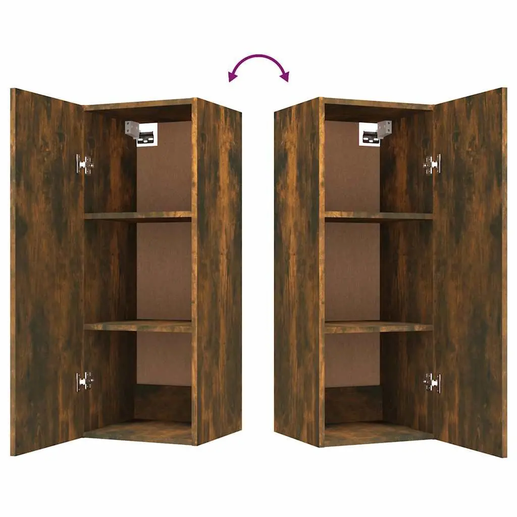 Wall Mounted Storage Cabinet Engineered Wood 90cm Height 34.5cm Width Brown 34cm Depth Living Space Organizer