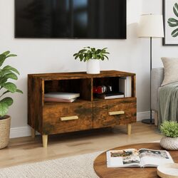 Functional TV Cabinet with 2 Drawers and Compartments 80x36x50cm