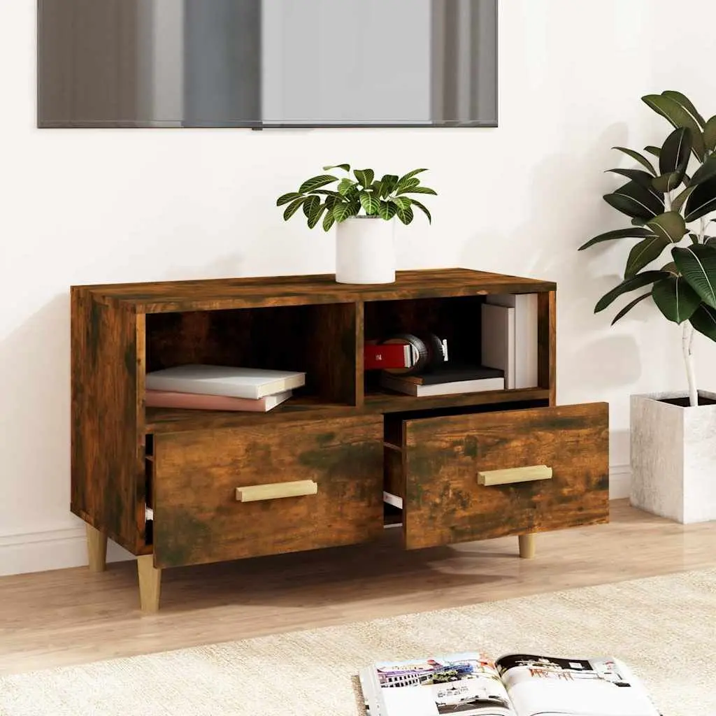TV Cabinet Engineered Wood 80x36x50cm Smoked Oak