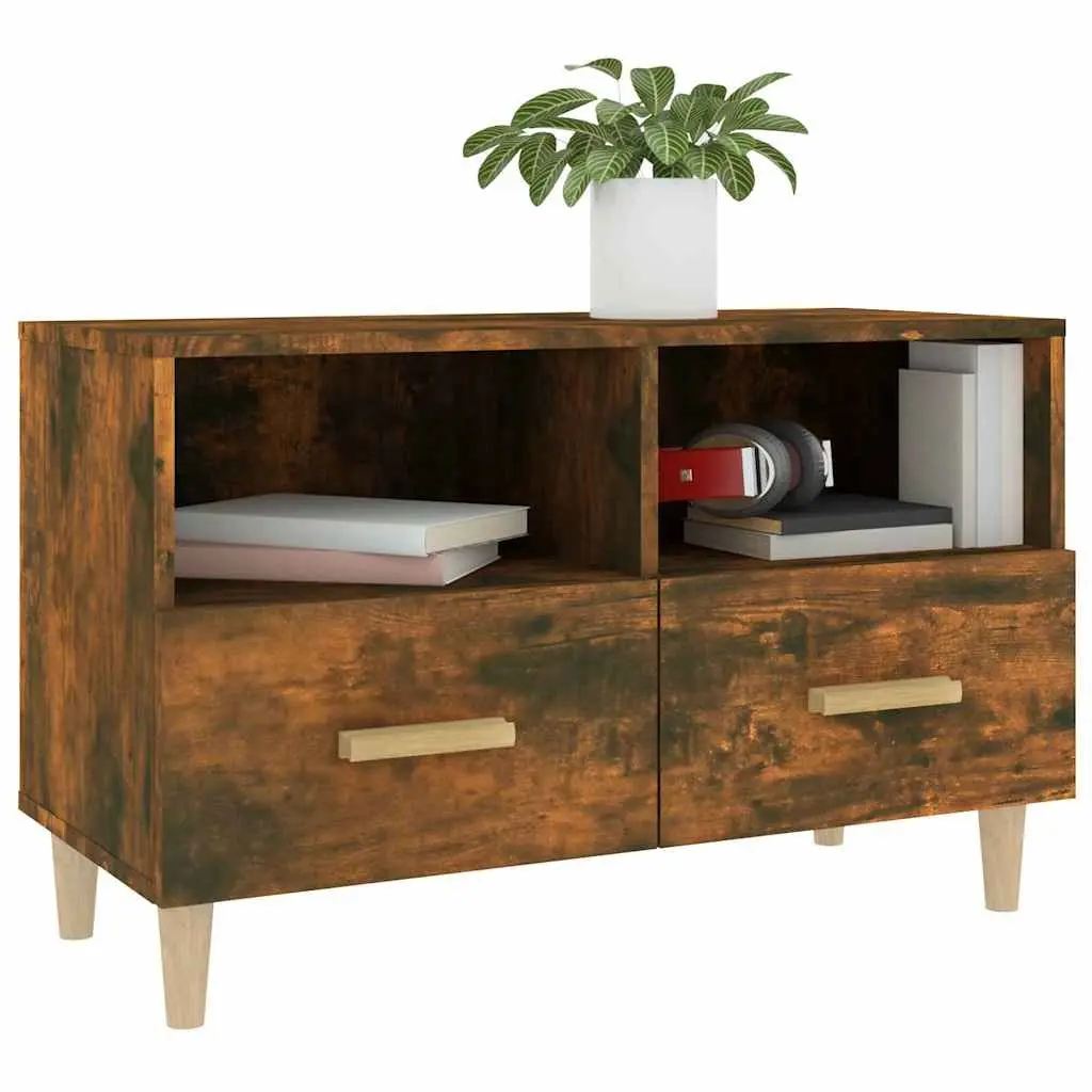 TV Cabinet Engineered Wood 80x36x50cm Smoked Oak
