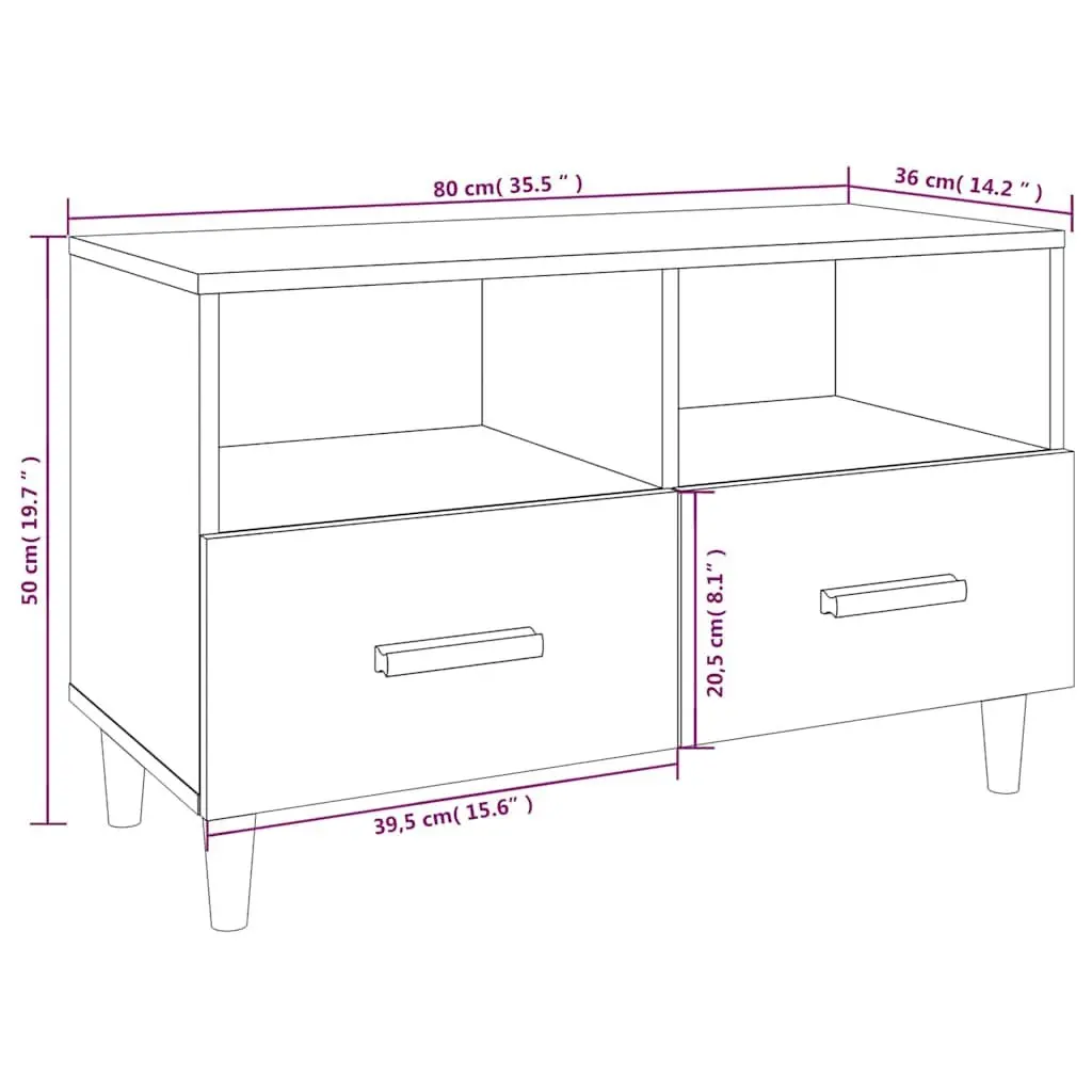 TV Cabinet Engineered Wood 80x36x50cm Smoked Oak