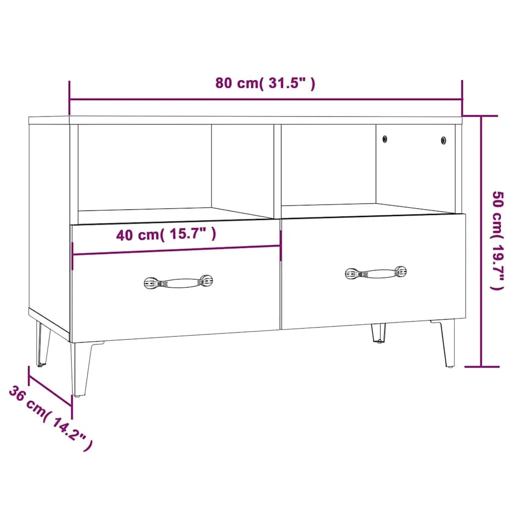 TV Cabinet Engineered Wood 80 x 36 x 50 cm Brown