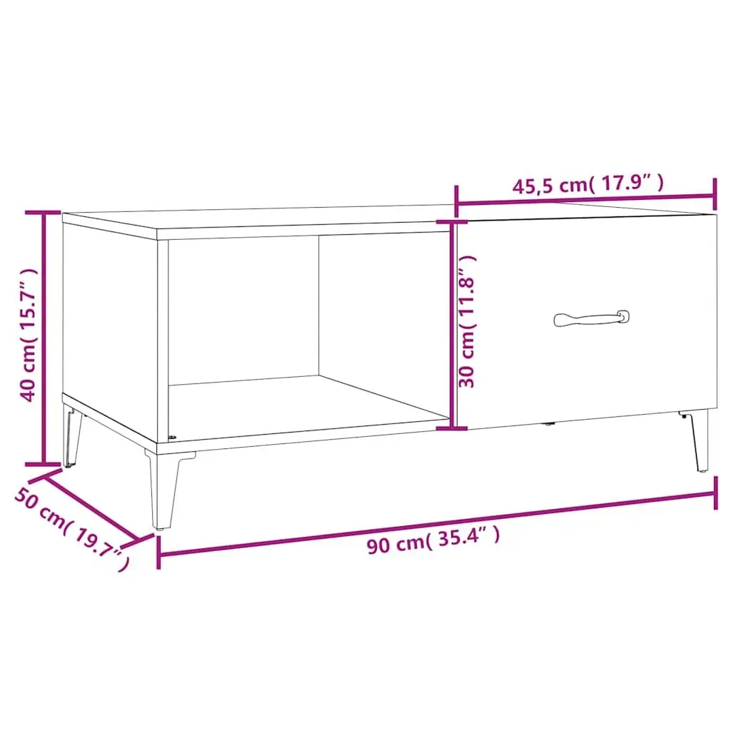 Coffee Table Modern Storage Accent Furniture Smoked Oak Engineered Wood Design